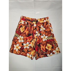 Gemilli Womens Tropical Multi Floral High Waist Shorts Size M Boho
